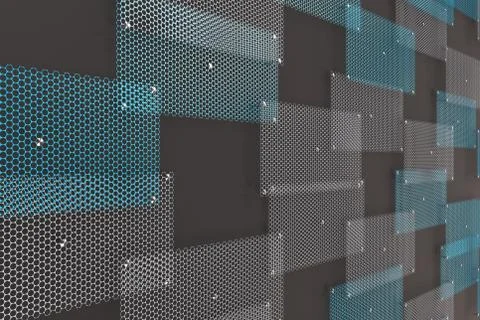 White and blue circular grates on dark grey background Ilustración de archivo