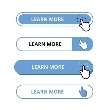 White and blue learn more bar buttons isolated on a white background Illustrazione stock