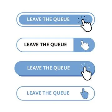 White and blue leave the queue bar buttons isolated on a white background イラスト素材