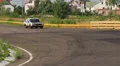 White and blue Leyland P76 retro car driving HD Footage