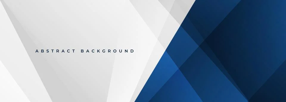 White and blue modern wide banner abstract background with geometric shapes. Stock Illustration
