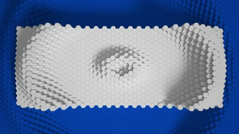 White and blue mosaic surface with moving hexagons. Cells. Wave. 4k cycle. anima Stock Footage 162881124