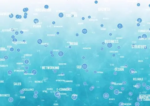 White and blue network against blue gradient Stock Illustration