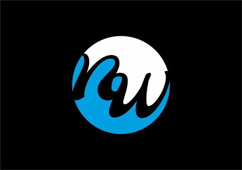 White and blue NW initial letter Illustrazione stock