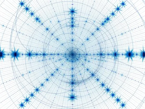 White and blue pattern - rays and spiral- abstract illustration Stock Illustration