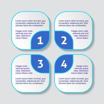 White and blue progress squares for four steps Illustration