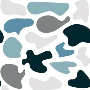 White and blue seamless pattern. Hand drawn various shapes and doodle objects Stock Illustration