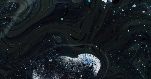 White and Blue Space Clouds Nebula of cosmic galaxy / Fluid Dynamics made of ink Stock Footage 136271095