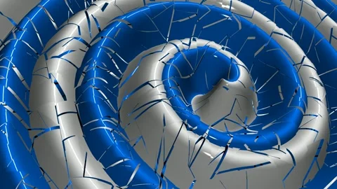 White and Blue Spiral Waves, Background, Paints, Unique Design, Exclusive Stock Footage 303183442