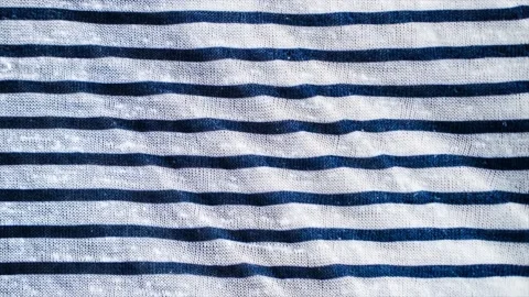 White and blue striped pattern texture background. Linen cotton macro shot, d Stock Footage 147223968