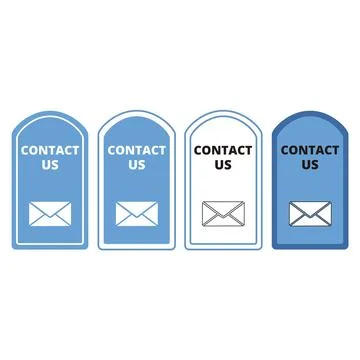 White and blue web contact us buttons with an envelope on a white background イラスト素材