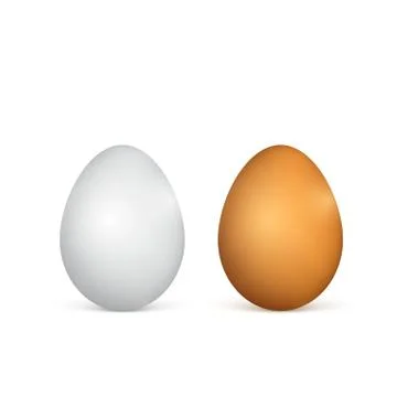 White and brown eggs. Realistic 3d chicken eggs. Vector illustration isolated Stock Illustration