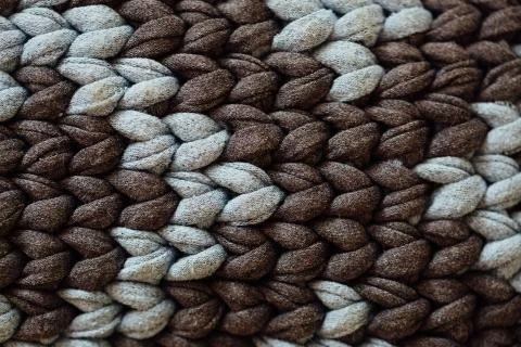 White and brown knitting wool texture background. Stock Photos