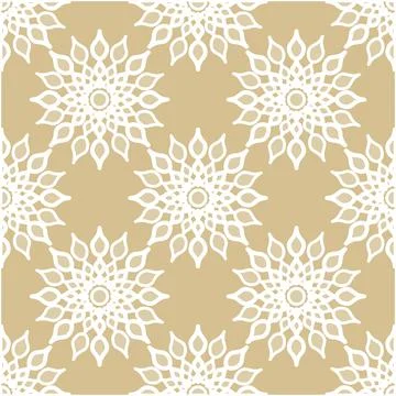 White and brown vector repeat pattern with snowflake style geometric shapes Stock Illustration