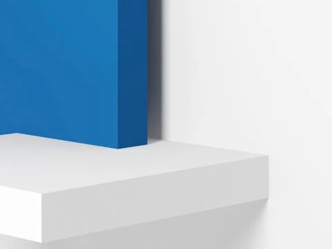 White and classic blue boxes near wall. 3d render Stock Illustration