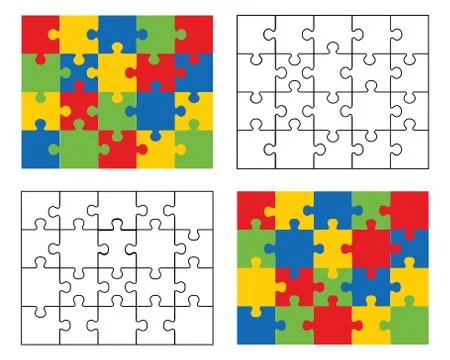 White and colored puzzles Stock Illustration