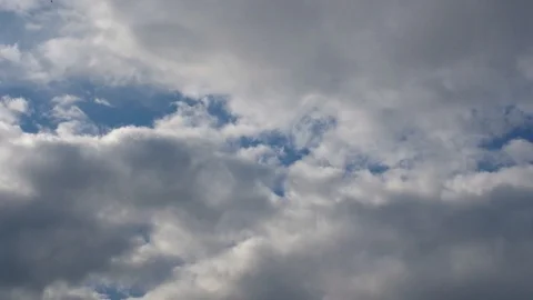 White and Dark Cumulus Clouds Flowing Fast in Blue Sky. Stock Footage 116535096