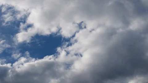 White and Dark Cumulus Clouds Flowing Fast in Blue Sky. Stock Footage 116535135