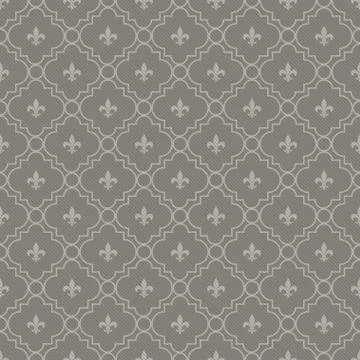 White and dark gray fleur-de-lis pattern textured fabric background Stock Illustration