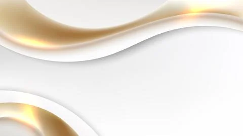 White and gold abstract background with luxury fluid curves and elegant met.. Stock Illustration