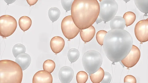 White and gold balloons background on a seamless loop Stock Footage 276171071