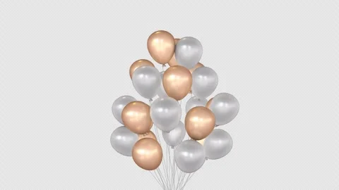White and gold balloons bunch animation 3D Stock Footage 276546455