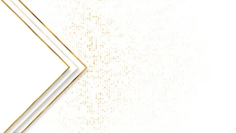White and gold chevron layers frame a clean copy space beside dotted patterns, Stock Footage 341010942