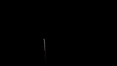 White and golden fireworks explode in the night sky Stock Footage 329673992