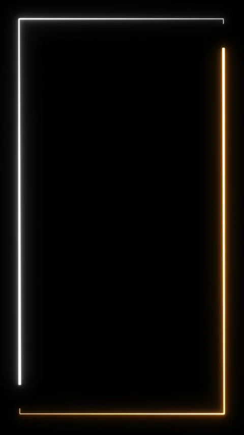 White and golden neon rectangle frame animation loop on vertical background Stock Footage 342038407