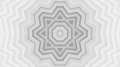 White and gray abstract background with star pattern. Kaleidoscope VJ loop Stock Footage 252349519