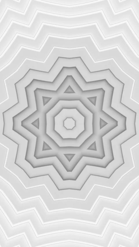 White and gray abstract background with star pattern. Kaleidoscope VJ loop Stock Footage 314542539