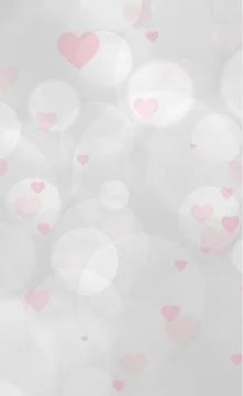 White and gray bokeh background with hearts - Vector Stock Illustration