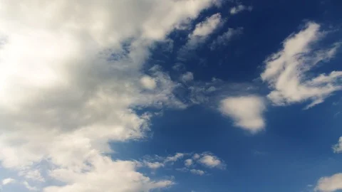 White and gray clouds and blue sky summer timelapse Stock Footage 90040503
