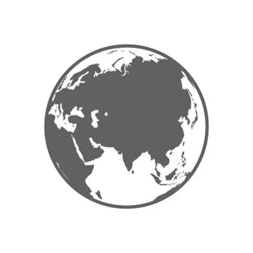 White and gray flat globe symbol vector illustration Stock Illustration