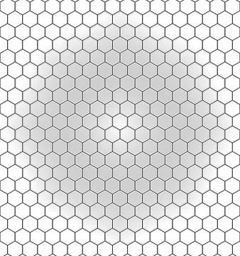 White and gray hexagonal grid creating concentric circles effect Stock Photos