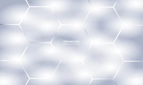 White and gray hexagonal technology abstract geometric background. 스톡 일러스트