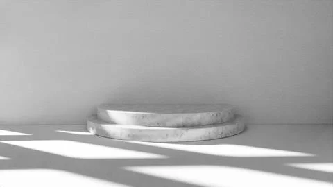 White and gray studio background.Marble podium.Clean room.3D image. Stock Illustration