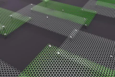 White and green circular grates on dark grey background Ilustración de archivo