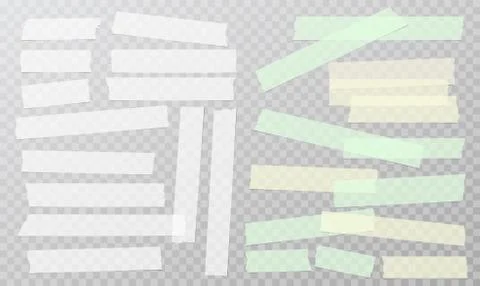 White and green different size adhesive, sticky, masking, duct tape, paper Stock Illustration
