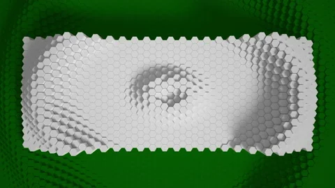 White and green mosaic surface with moving hexagons. Cells. Wave. 4k cycle. anim Video stock 162881373