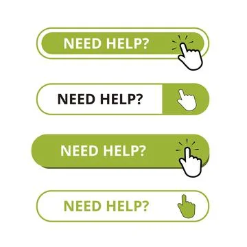 White and green need help? bar shape buttons isolated on a white background Stock Illustration