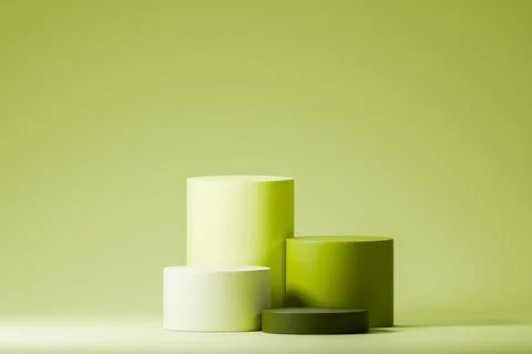 White and green podium set for minimalist showcase Stock Illustration