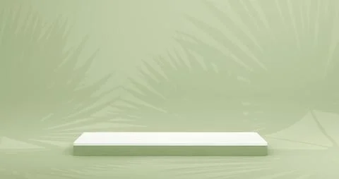 White and Green Rectangle Shape Podium for Product Concept. Stock Illustration