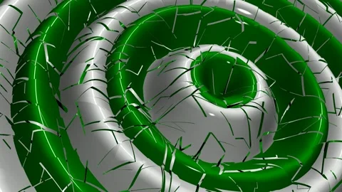White and Green Ring Waves, Background, Paints, Unique Design, Exclusive Vídeo Stock 303183362