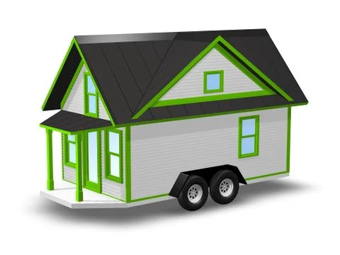 White and Green Tiny House Stock Illustration