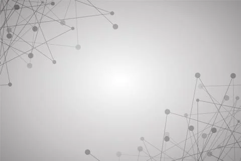 White and grey abstract background with line dot network graphic design vecto Illustrazione stock