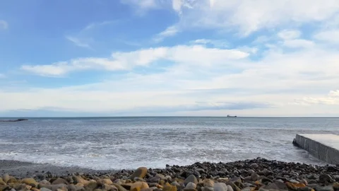 White and grey clouds over stormy sea Stock Footage 103536228