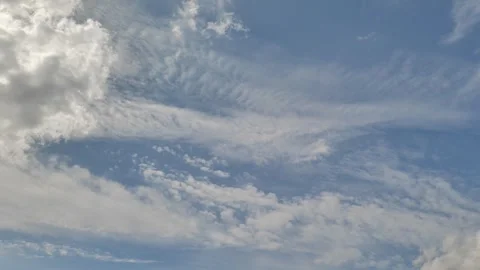 White and Grey Clouds Slowly Drifting Across a Blue Sky in Daylight Stock Footage 346140192