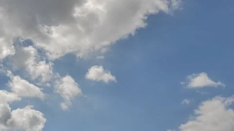 White and Grey Cumulus Clouds Drifting Across a Blue Sky Stock Footage 346140259