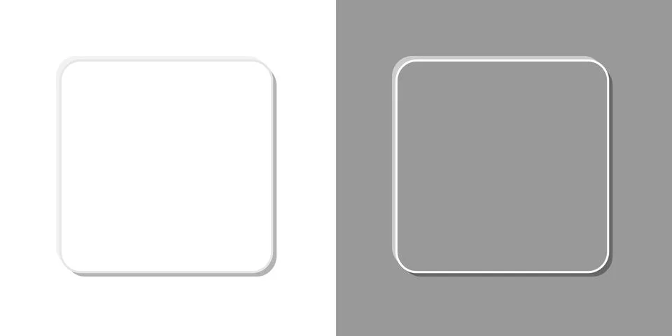 White and grey square frame with shadow on a gray background.  Stock Illustration